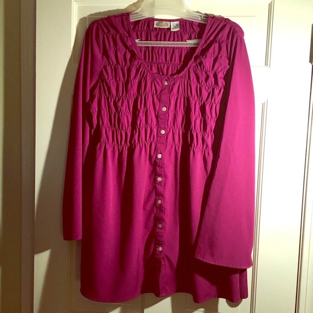 Smocked button down blouse - Picture 2 of 5